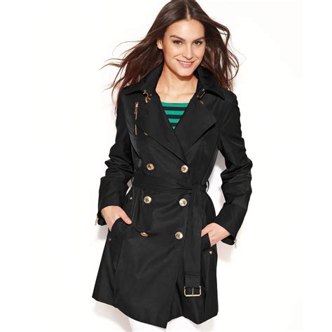 michael kors black coat|michael kors black trench coat.